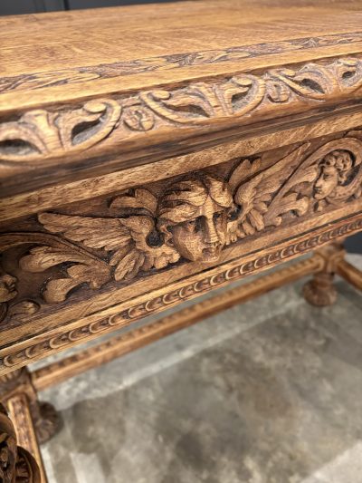 Carved Bleached Oak Console Table by Edwards & Roberts - Image 14