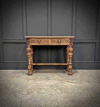 Carved Bleached Oak Console Table by Edwards & Roberts - Image 4