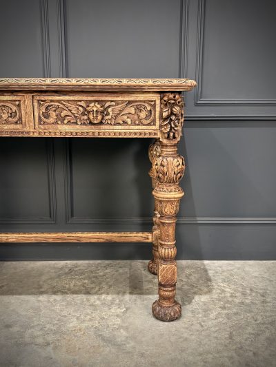 Carved Bleached Oak Console Table by Edwards & Roberts - Image 5