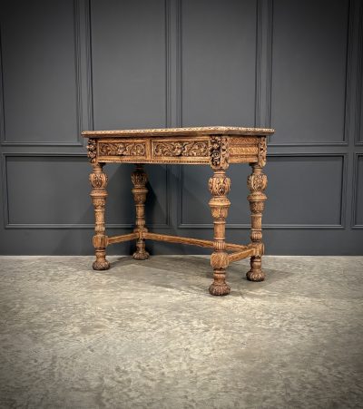 Carved Bleached Oak Console Table by Edwards & Roberts - Image 6