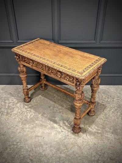 Carved Bleached Oak Console Table by Edwards & Roberts - Image 7