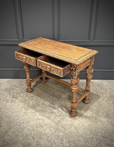 Carved Bleached Oak Console Table by Edwards & Roberts - Image 8