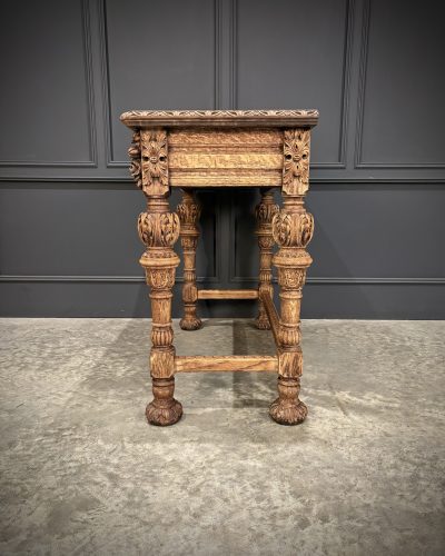 Carved Bleached Oak Console Table by Edwards & Roberts - Image 9