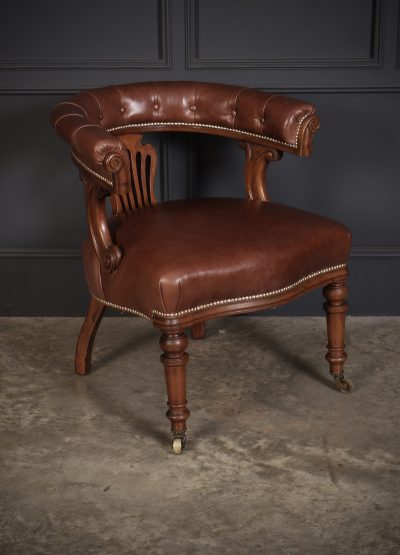 Pair of Victorian Mahogany & Leather Captains Desk Chairs - Image 5