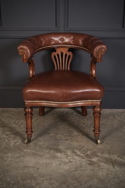 Pair of Victorian Mahogany & Leather Captains Desk Chairs - Image 6