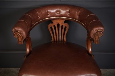 Pair of Victorian Mahogany & Leather Captains Desk Chairs - Image 8