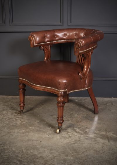 Pair of Victorian Mahogany & Leather Captains Desk Chairs - Image 9