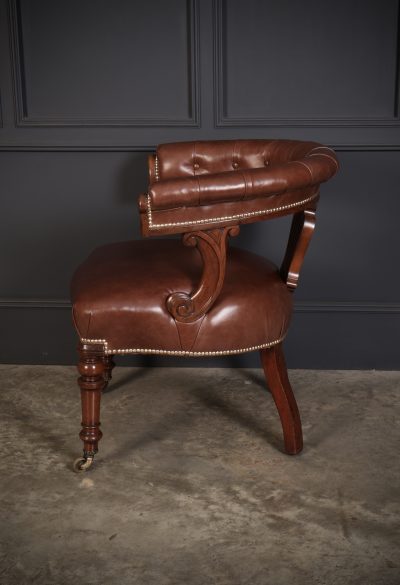 Pair of Victorian Mahogany & Leather Captains Desk Chairs - Image 10