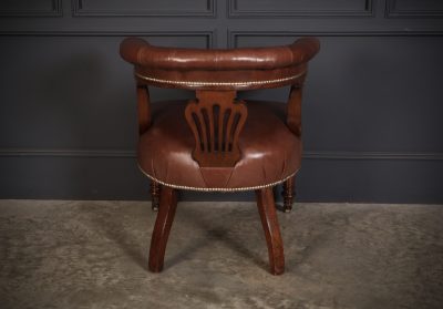 Pair of Victorian Mahogany & Leather Captains Desk Chairs - Image 11