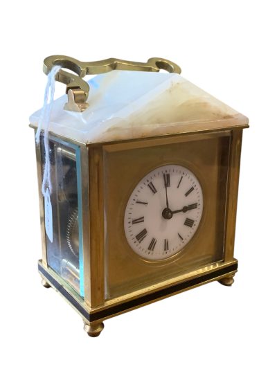 Classic Unusual Antique French Marble Pitched Roof Carriage clock – ca1900 - Image 5