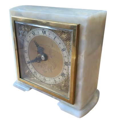 Great white Marble Mantel clock by Elliott, London - - Image 3