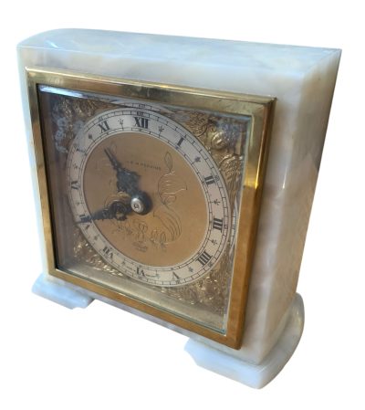 Great white Marble Mantel clock by Elliott, London - - Image 8