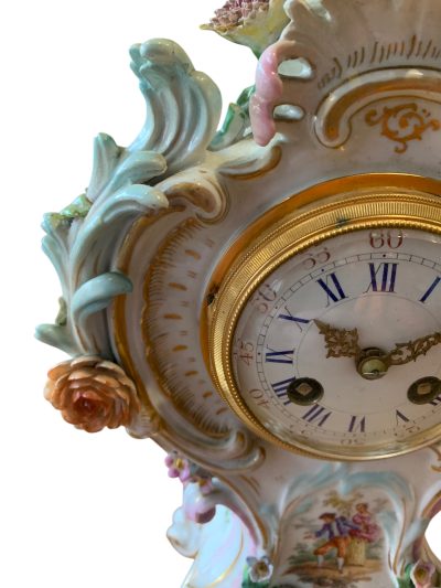 Fabulous Meissen Porcelain Floral Mantel clock – ca1860 - Image 6