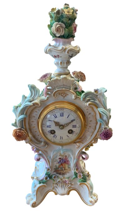 Fabulous Meissen Porcelain Floral Mantel clock – ca1860 - Image 9