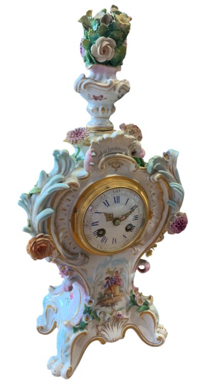 Fabulous Meissen Porcelain Floral Mantel clock – ca1860 - Image 10