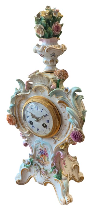 Fabulous Meissen Porcelain Floral Mantel clock – ca1860 - Image 11