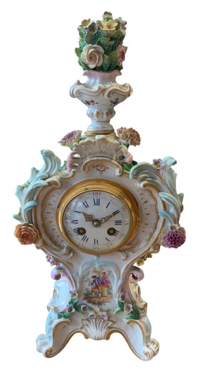 Fabulous Meissen Porcelain Floral Mantel clock – ca1860 - Image 13