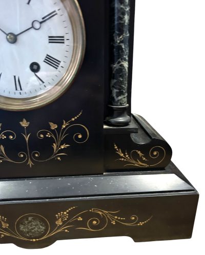 Exquisite Large Monumental Antique Slate 8-Day Mantel Clock -  Ca1880 - Image 10