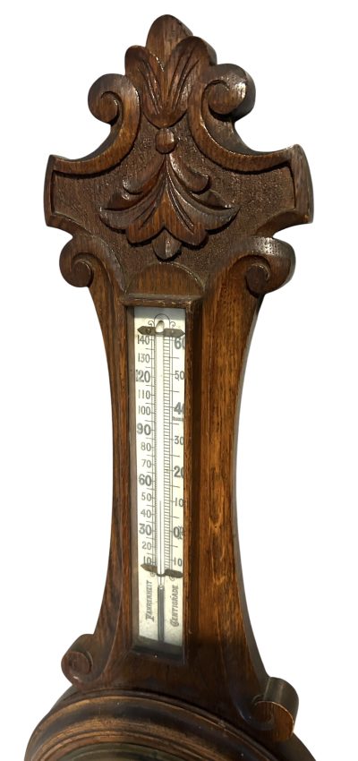 Antique Oak Banjo Barometer Thermometer -ca 1900 - Image 2