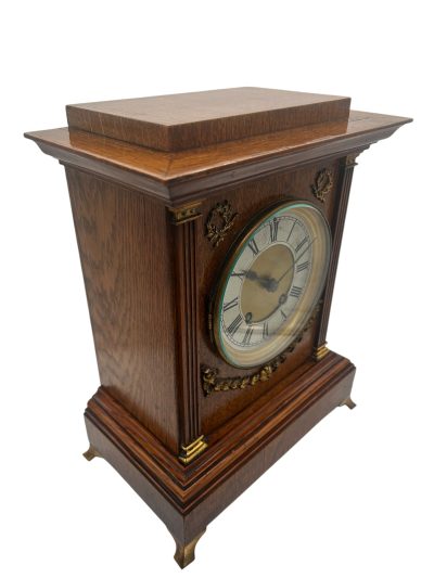 Fine 8-Day Lenzkirch Oak Case Architectural Mantel Clock -  ca1900 - Image 11