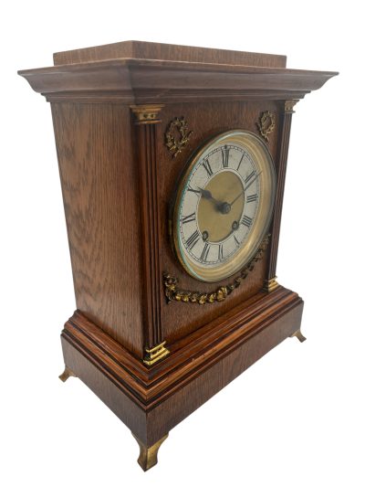 Fine 8-Day Lenzkirch Oak Case Architectural Mantel Clock -  ca1900 - Image 2