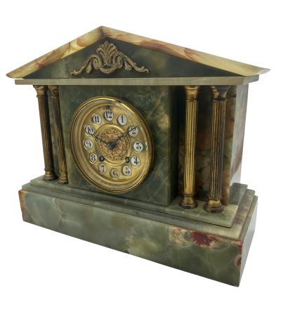 Rare Green Onyx Architectural Mantel Clock –  ca 1900 - Image 8