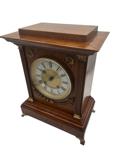 Fine 8-Day Lenzkirch Oak Case Architectural Mantel Clock -  ca1900 - Image 5