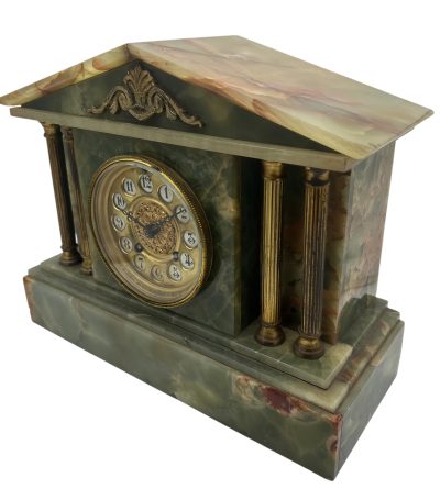 Rare Green Onyx Architectural Mantel Clock –  ca 1900 - Image 3