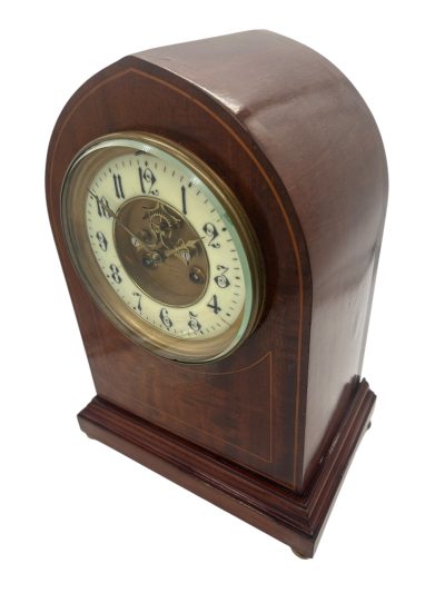 Incredible 8 day French Flame Mahogany mantel clock – ca1900 - Image 8