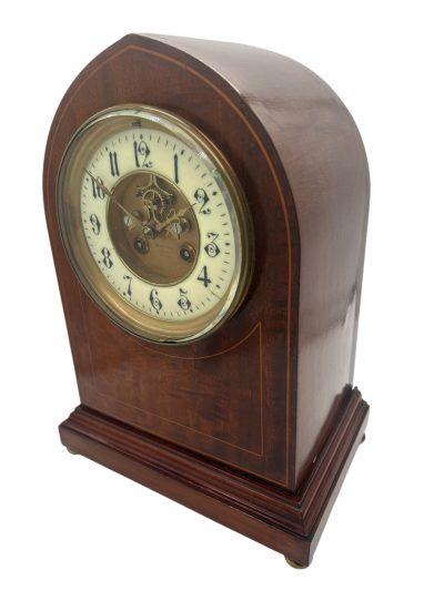 Incredible 8 day French Flame Mahogany mantel clock – ca1900 - Image 3