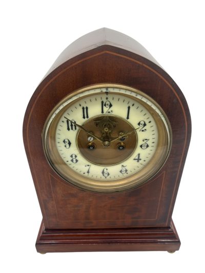 Incredible 8 day French Flame Mahogany mantel clock – ca1900 - Image 5