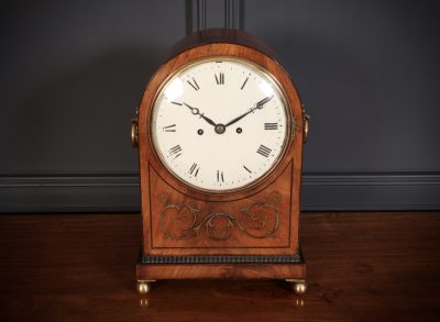 Regency Brass Inlaid Mahogany Fusee Bracket Clock - Image 4