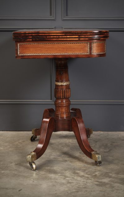 Regency Rosewood Brass Inlaid Card Table - Image 15