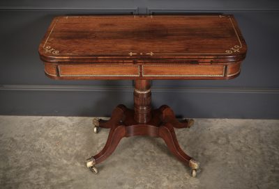 Regency Rosewood Brass Inlaid Card Table - Image 5