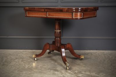 Regency Rosewood Brass Inlaid Card Table - Image 9