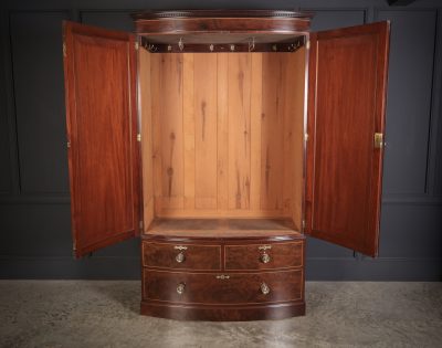 Regency Inlaid Mahogany Bow Front Wardrobe - Image 2