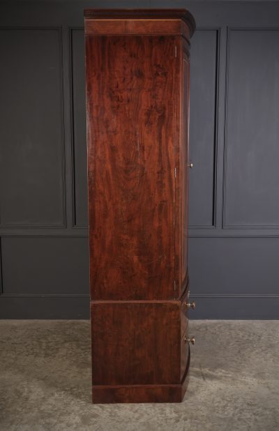 Regency Inlaid Mahogany Bow Front Wardrobe - Image 12