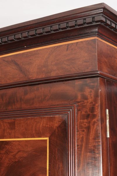 Regency Inlaid Mahogany Bow Front Wardrobe - Image 9