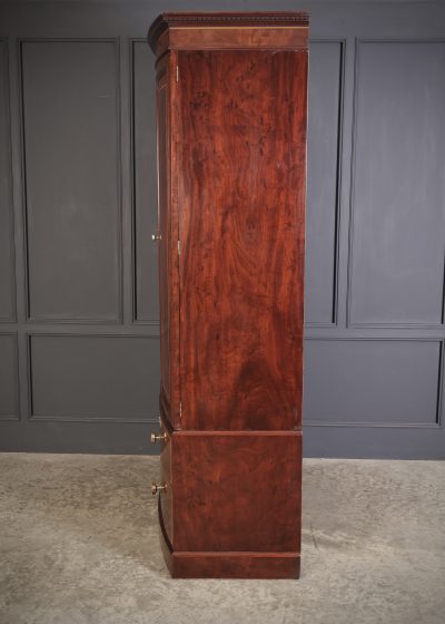 Regency Inlaid Mahogany Bow Front Wardrobe - Image 10