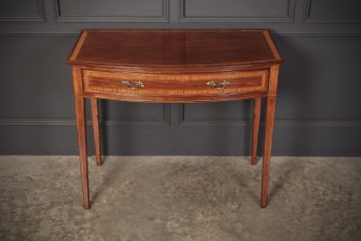 Regency Mahogany Inlaid Bow Front Side Table - Image 3