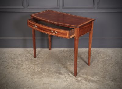 Regency Mahogany Inlaid Bow Front Side Table - Image 7