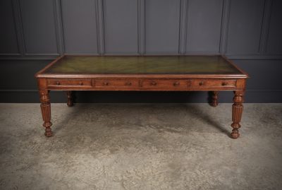 Large (8X4ft) Oak & Leather Partners Writing Table - Image 3