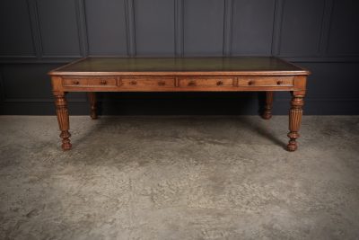 Large (8X4ft) Oak & Leather Partners Writing Table - Image 15