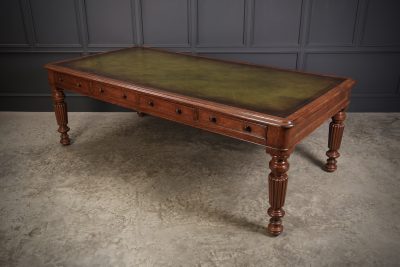 Large (8X4ft) Oak & Leather Partners Writing Table - Image 6