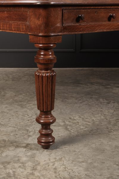 Large (8X4ft) Oak & Leather Partners Writing Table - Image 2