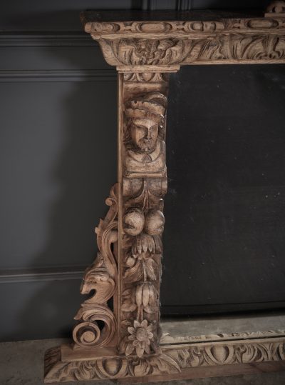 Large Victorian Carved Oak Overmantel Mirror - Image 2