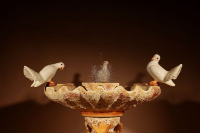 A Unusual Vallauris Ceramic Love Birds And Dolphins Free Standing Centre Fountain. - Image 2