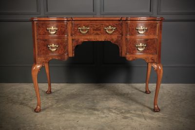 Elegant Walnut Writing Table Desk With Leather Inset Top - Image 3