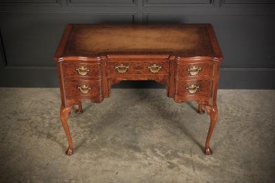 Elegant Walnut Writing Table Desk With Leather Inset Top - Image 4