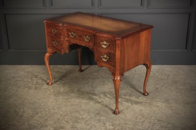 Elegant Walnut Writing Table Desk With Leather Inset Top - Image 5